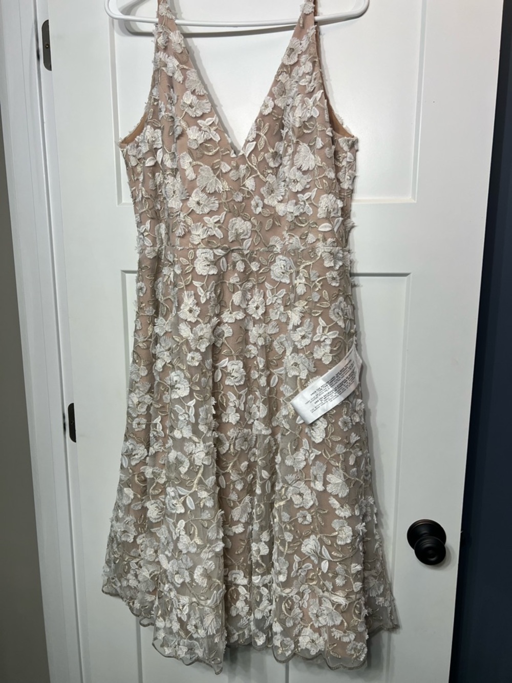 Dress the Population Women’s Floral Elisa Fit & Flare Midi Beige Dress XXL NWT